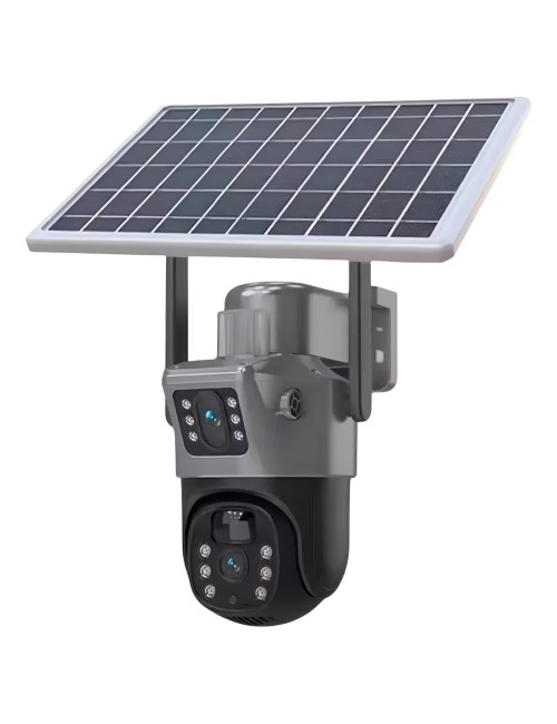 Camara Seguridad Solar Wifi Doble Lente Exterior Ptz 360 Hd