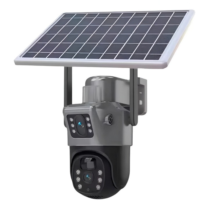 Camara Seguridad Solar Wifi Doble Lente Exterior Ptz 360 Hd