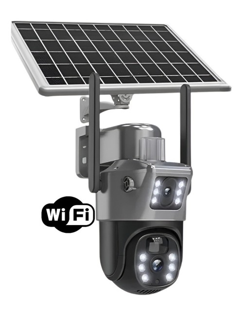 Camara Seguridad Solar Wifi Doble Lente Exterior Ptz 360 Hd