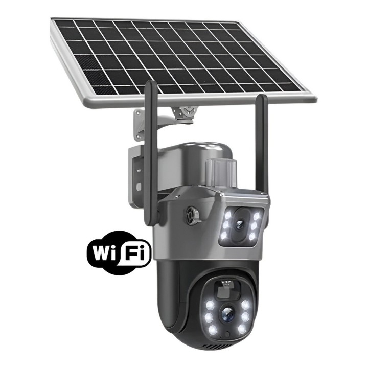 Camara Seguridad Solar Wifi Doble Lente Exterior Ptz 360 Hd