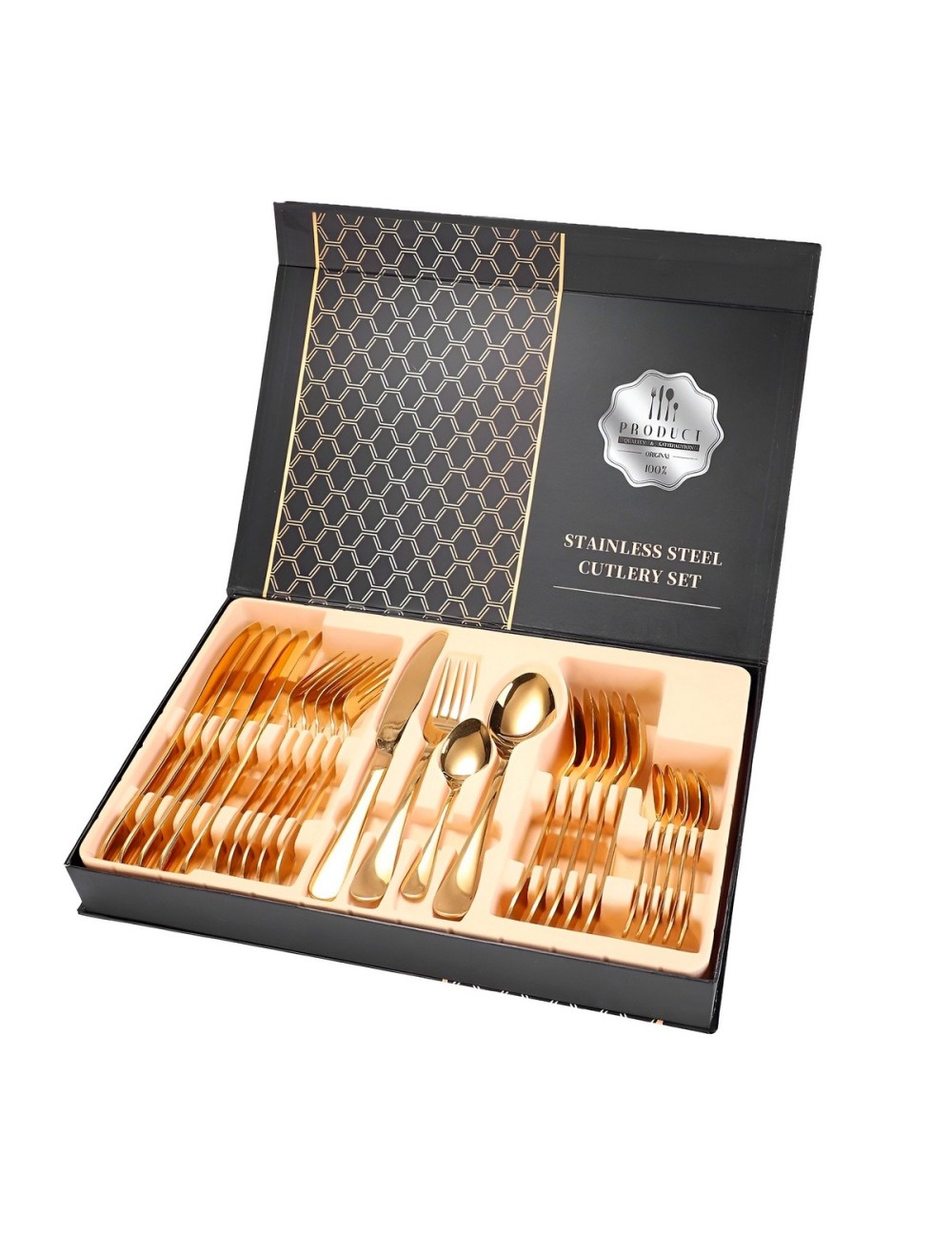 Set De Cubiertos Acero Inoxidable Premium 24 Piezas +estuche