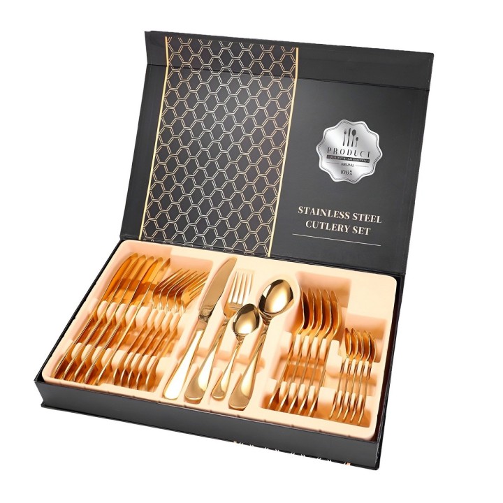 Set De Cubiertos Acero Inoxidable Premium 24 Piezas +estuche