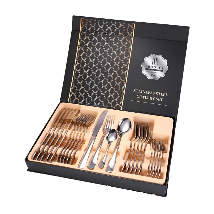 Set De Cubiertos Acero Inoxidable Premium 24 Piezas +estuche