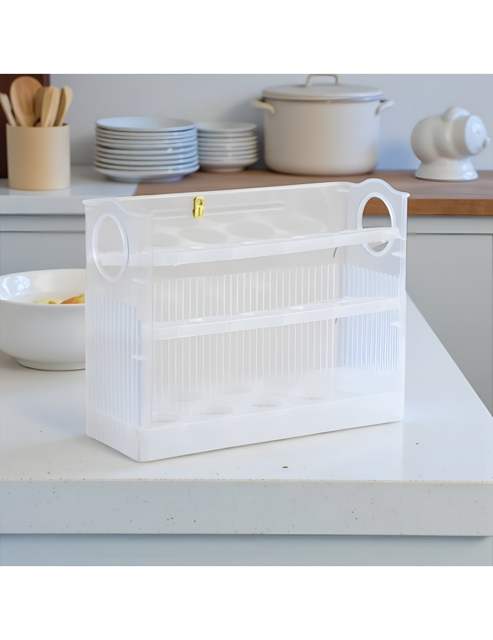 Organizador De Huevos 3 Niveles Abatible Para Nevera 30 Unds