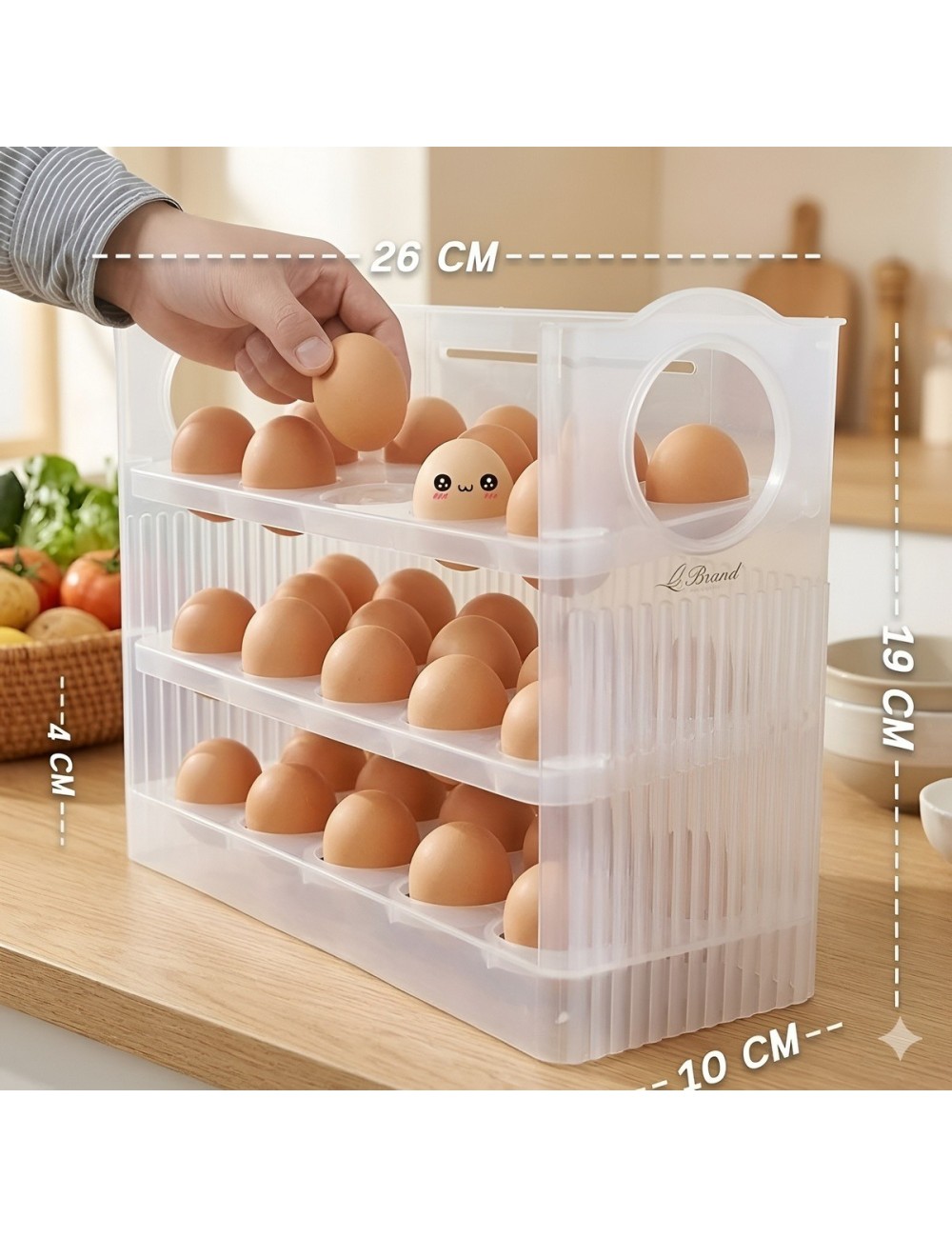 Organizador De Huevos 3 Niveles Abatible Para Nevera 30 Unds