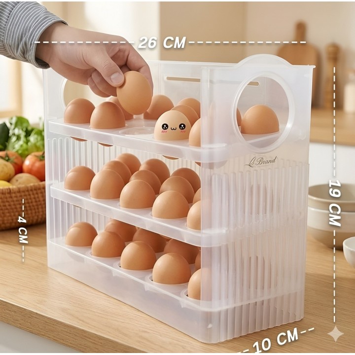 Organizador De Huevos 3 Niveles Abatible Para Nevera 30 Unds