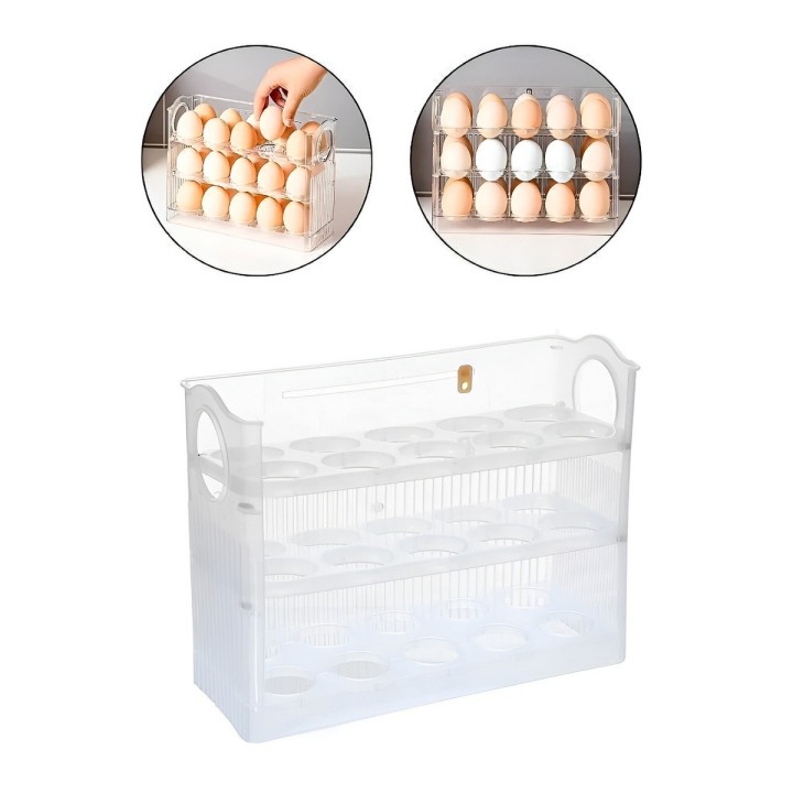 Organizador De Huevos 3 Niveles Abatible Para Nevera 30 Unds
