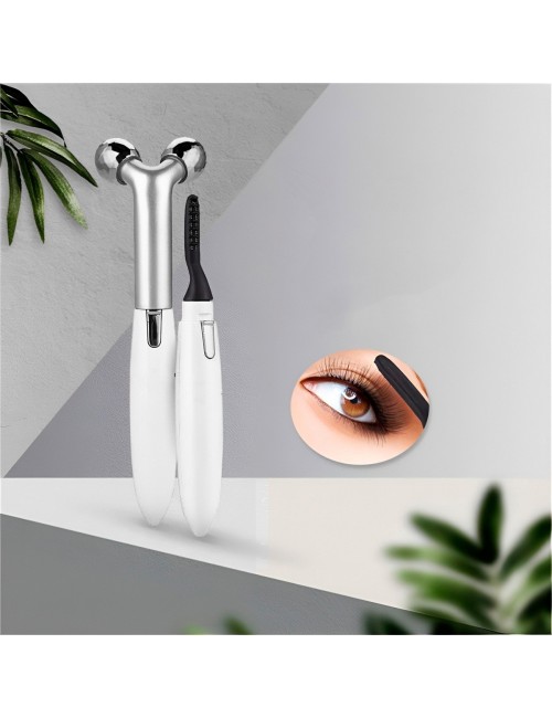 Kit Belleza 2 En 1: Rodillo Facial 3d Y Encrespador Térmico