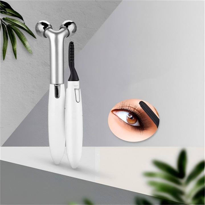 Kit Belleza 2 En 1: Rodillo Facial 3d Y Encrespador Térmico