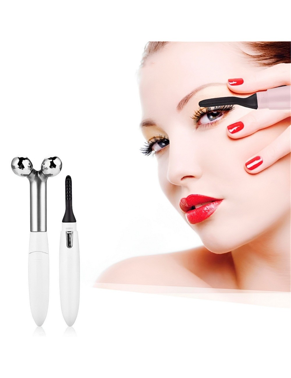 Kit Belleza 2 En 1: Rodillo Facial 3d Y Encrespador Térmico