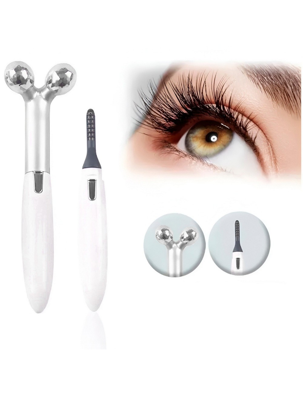 Kit Belleza 2 En 1: Rodillo Facial 3d Y Encrespador Térmico