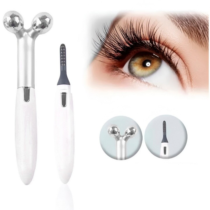 Kit Belleza 2 En 1: Rodillo Facial 3d Y Encrespador Térmico