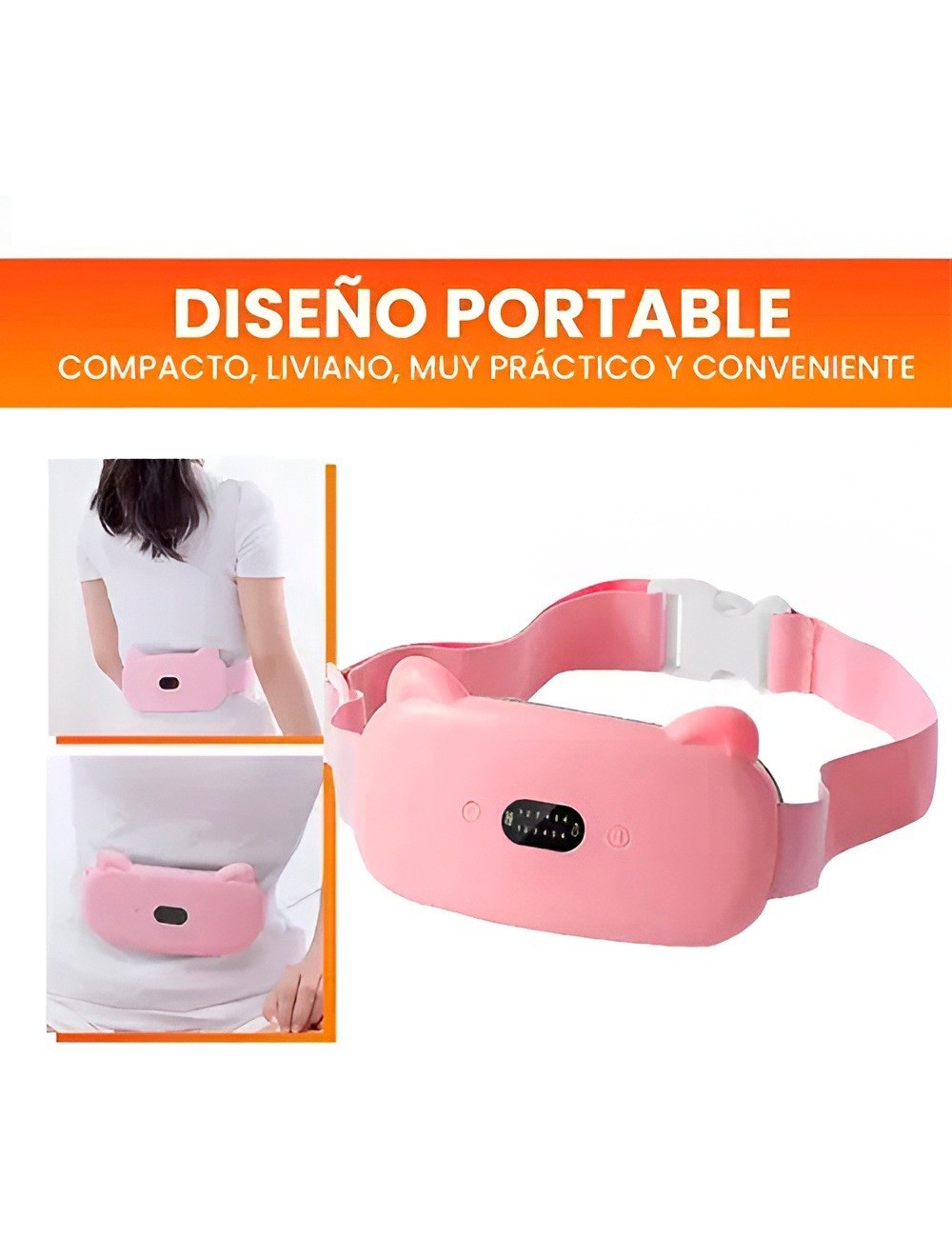 Cinturón Térmico Masajeador Menstrual Alivio Dolor Abdominal