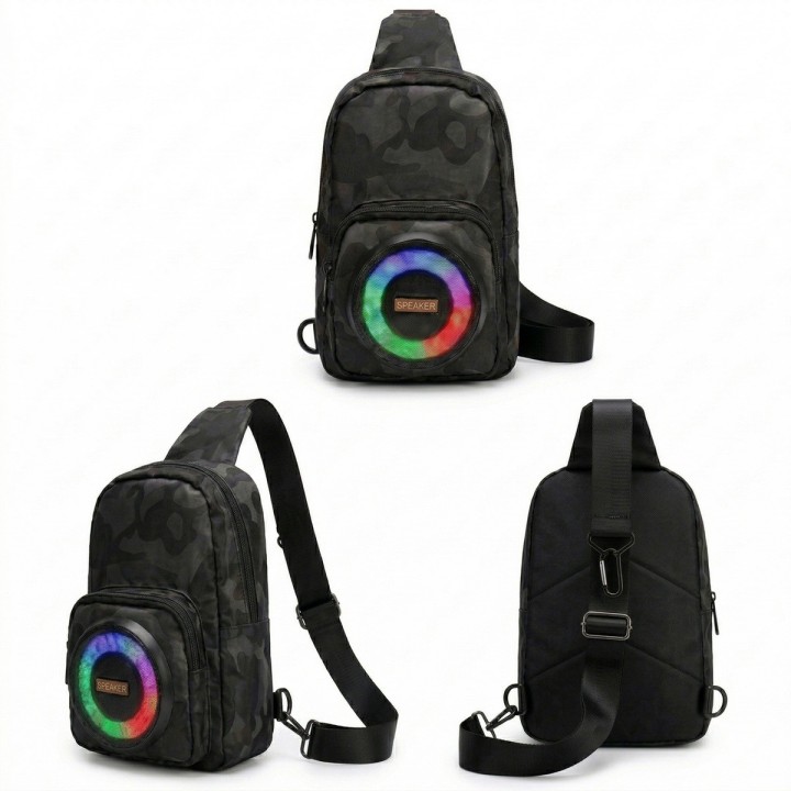 Morral Pechera Bolso Con Parlante Bluetooth Luces Led