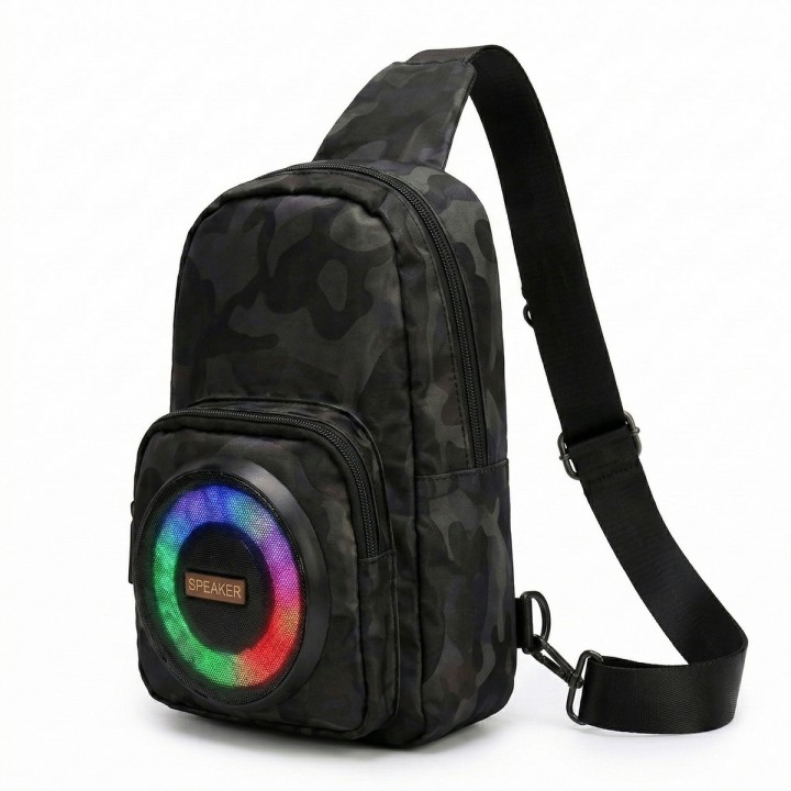 Morral Pechera Bolso Con Parlante Bluetooth Luces Led