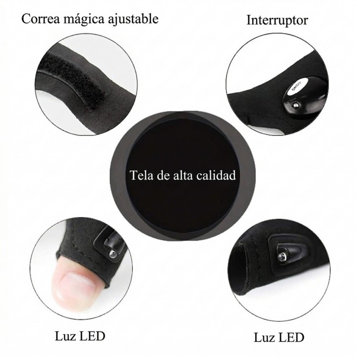 Guante Linterna Luz Led Pesca Mecánica Manos Libres Pareja