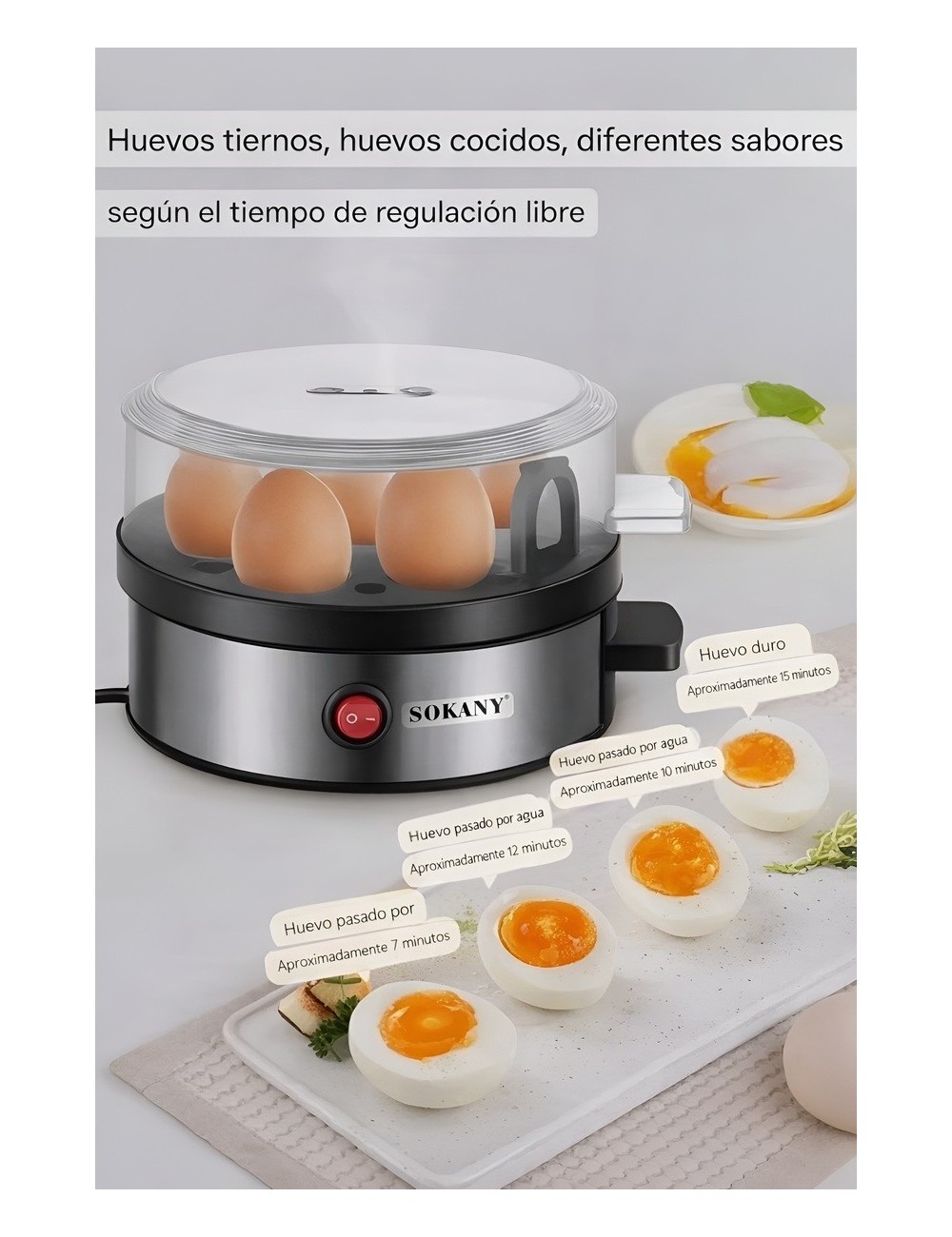Cocinador De Huevos Eléctrico Acero Inoxidable 7 Huevos 360w
