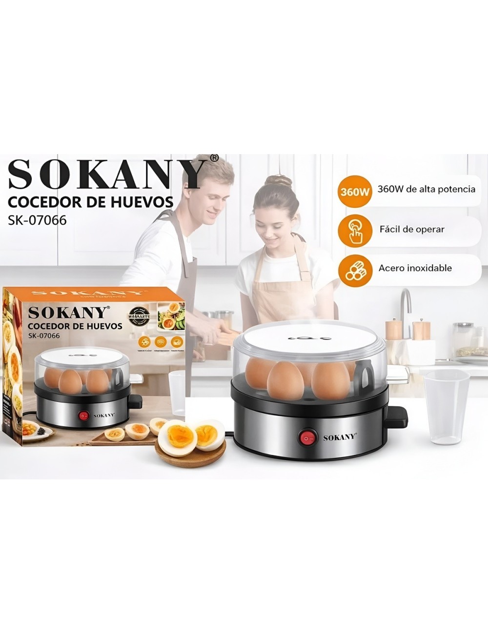 Cocinador De Huevos Eléctrico Acero Inoxidable 7 Huevos 360w