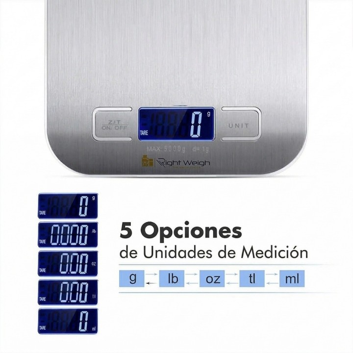 Báscula Digital De Cocina Acero Inoxidable 10kg Precisión