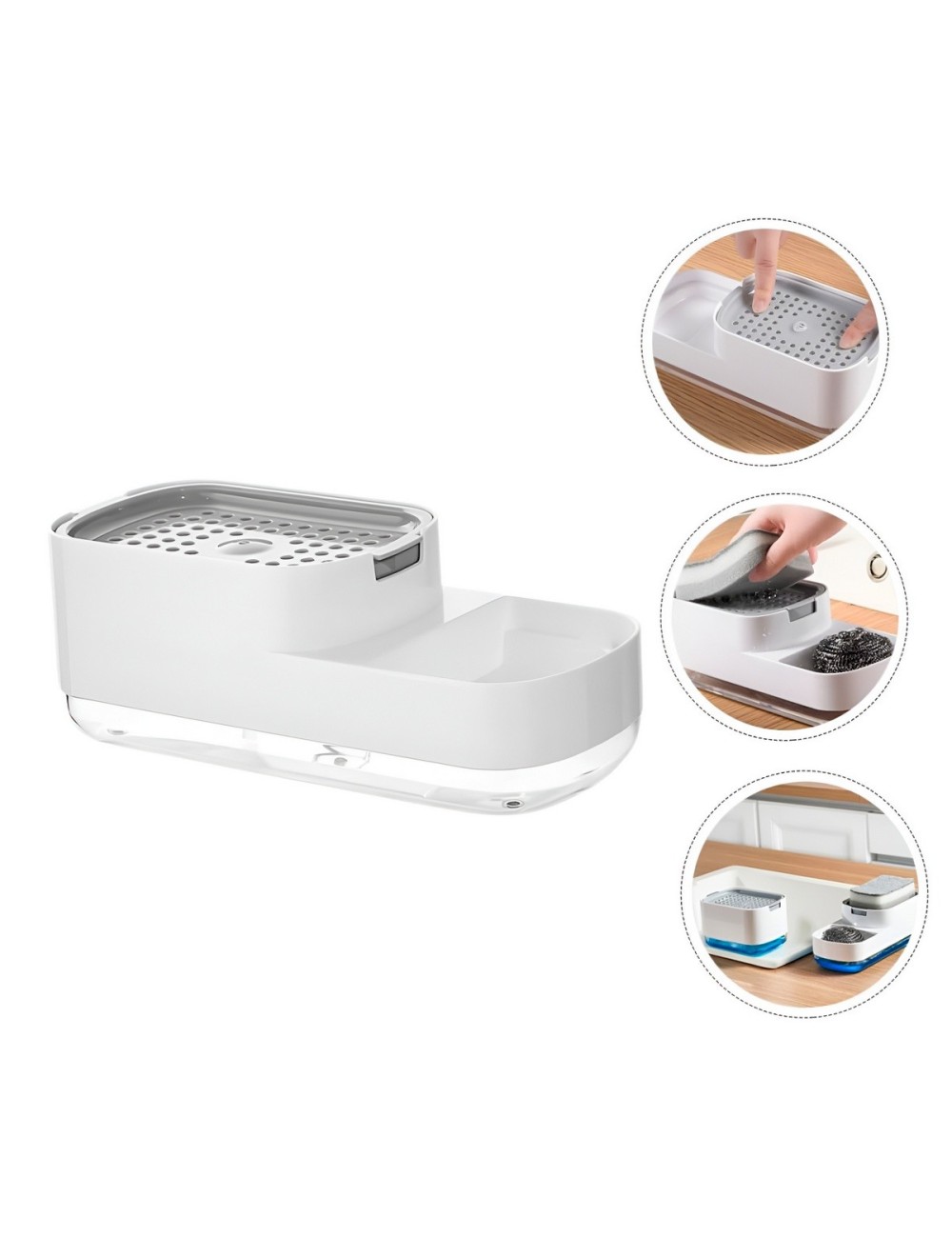 Dispensador Jabón Lavaloza Organizador Esponja Cocina 2 En 1