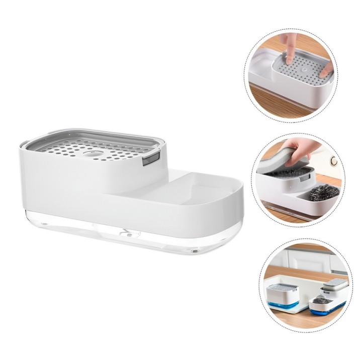Dispensador Jabón Lavaloza Organizador Esponja Cocina 2 En 1