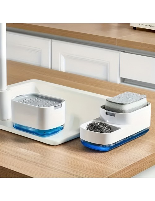 Dispensador Jabón Lavaloza Organizador Esponja Cocina 2 En 1