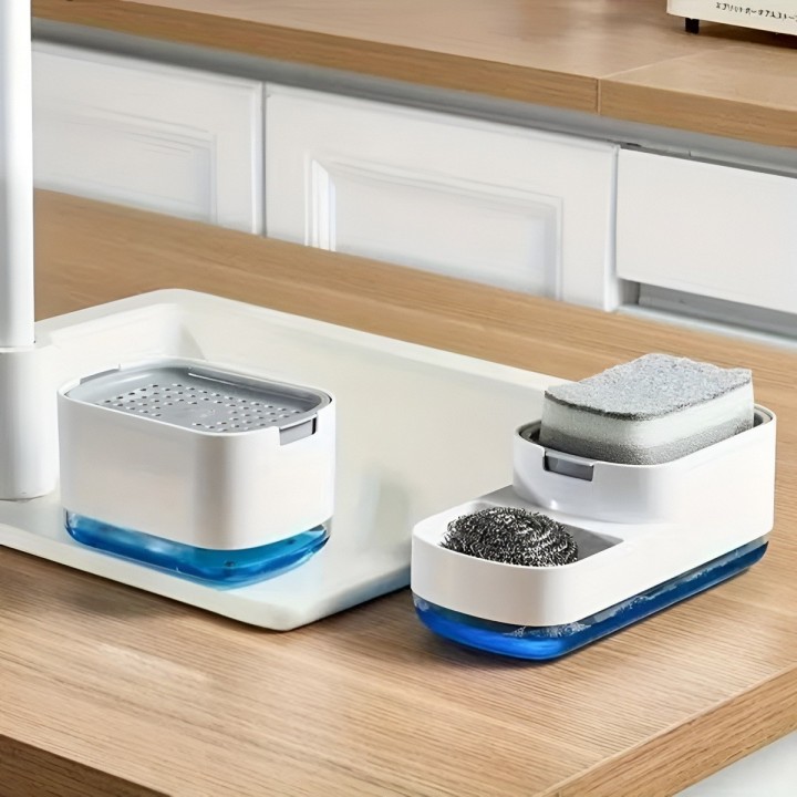 Dispensador Jabón Lavaloza Organizador Esponja Cocina 2 En 1