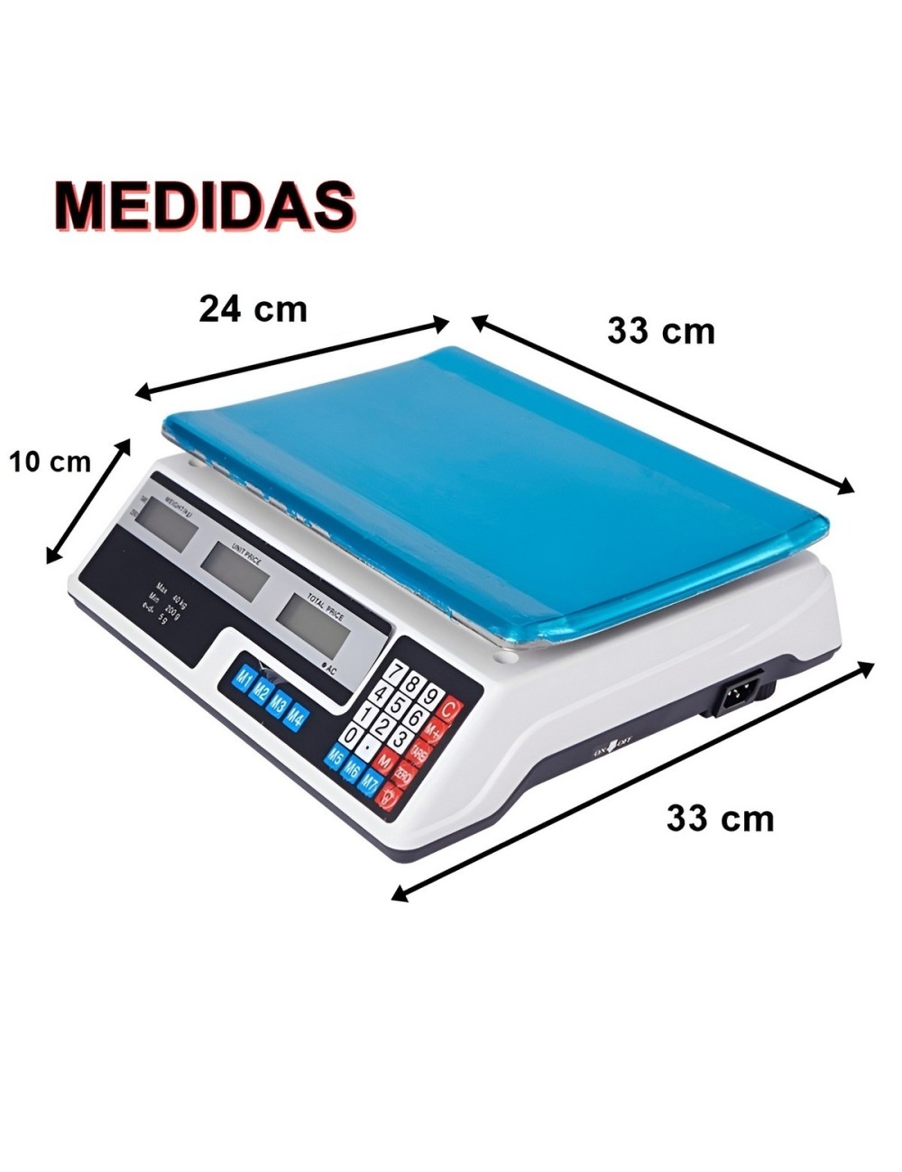 Báscula Digital Comercial 40kg Precisión 2g Pantalla Led