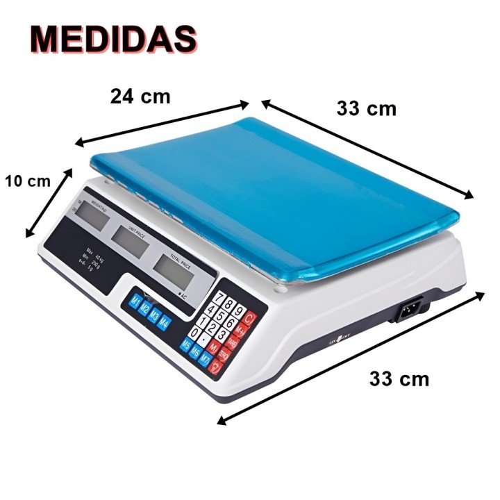 Báscula Digital Comercial 40kg Precisión 2g Pantalla Led