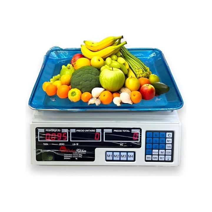 Báscula Digital Comercial 40kg Precisión 2g Pantalla Led