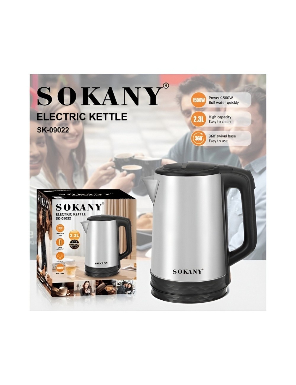 Hervidor Eléctrico Acero Inoxidable 2.3 Litros 1500w Rápido