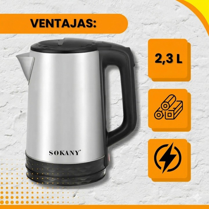 Hervidor Eléctrico Acero Inoxidable 2.3 Litros 1500w Rápido