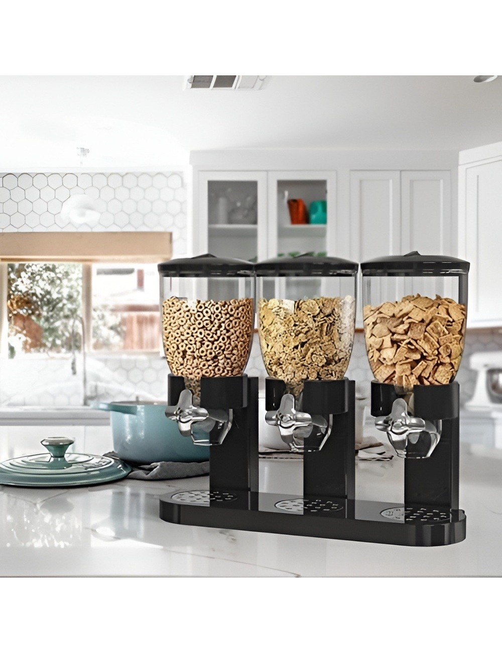 Dispensador Triple Cereales Granos Alimentos Secos Cocina