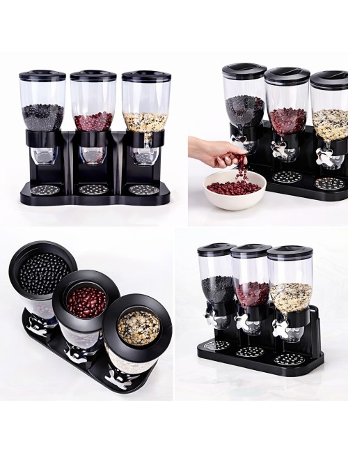 Dispensador Triple Cereales Granos Alimentos Secos Cocina