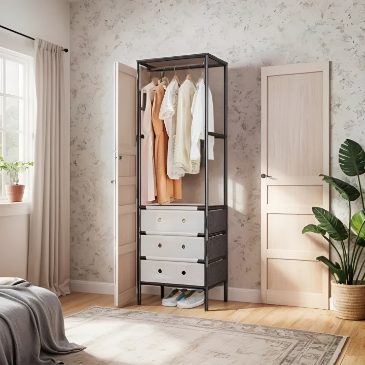 Armario Closet Perchero Organizador Ropa Con Gavetas 188cm