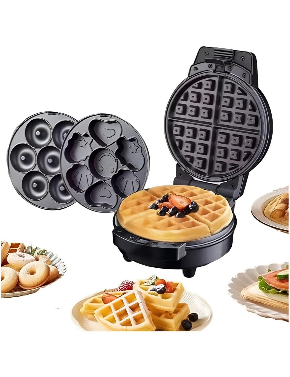 Waflera 3 En 1 Maquina De Donas Waffles Y Cupcakes Placas