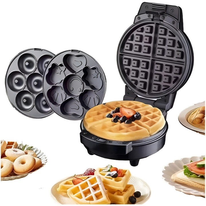 Waflera 3 En 1 Maquina De Donas Waffles Y Cupcakes Placas