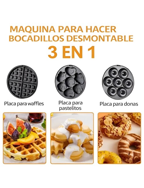 Waflera 3 En 1 Maquina De Donas Waffles Y Cupcakes Placas