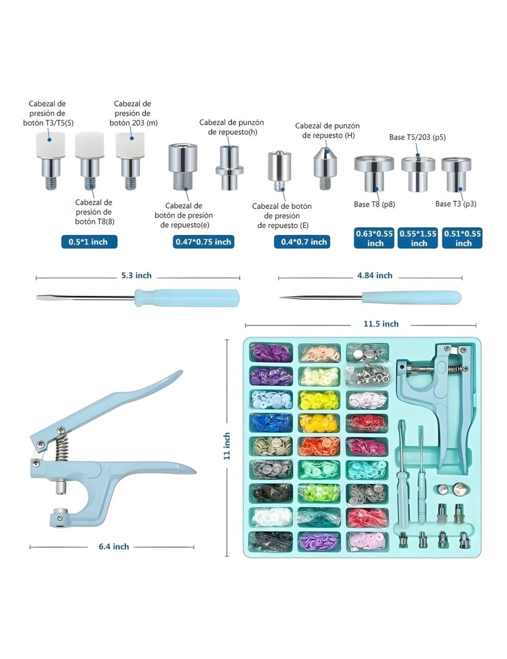 Pinza Pega Botones De Presión Kit Completo Costura Arreglos