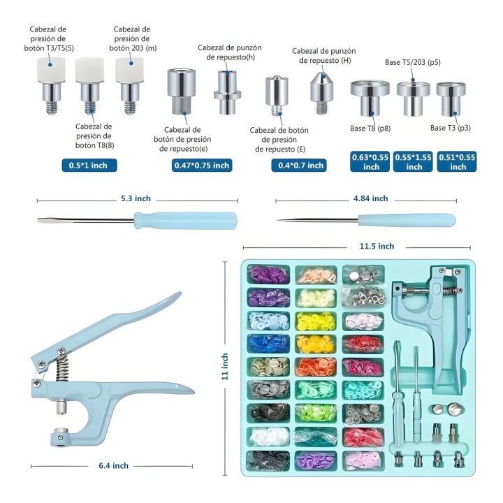 Pinza Pega Botones De Presión Kit Completo Costura Arreglos