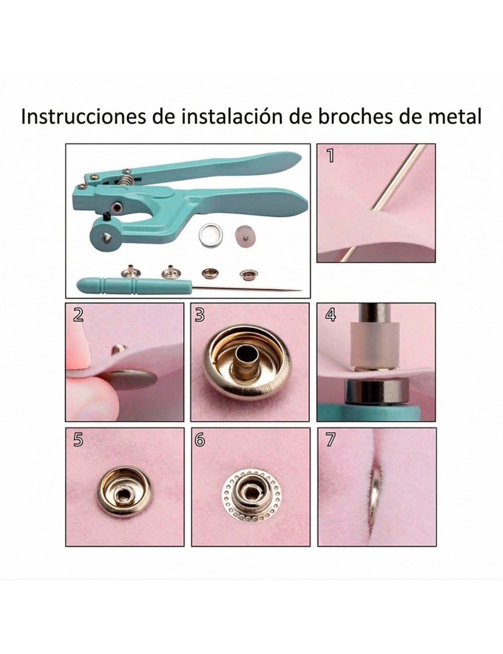 Pinza Pega Botones De Presión Kit Completo Costura Arreglos