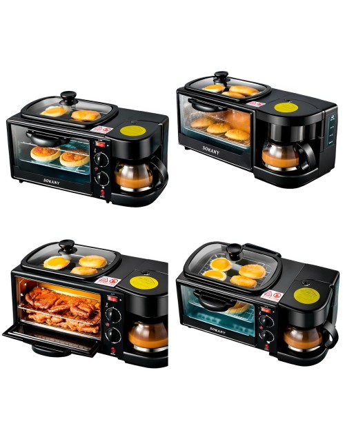 Estación Desayuno 3 En 1 Cafetera Horno Plancha Multifunción