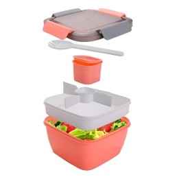 Lonchera Porta Ensalada Recipiente Hermético Con Divisiones