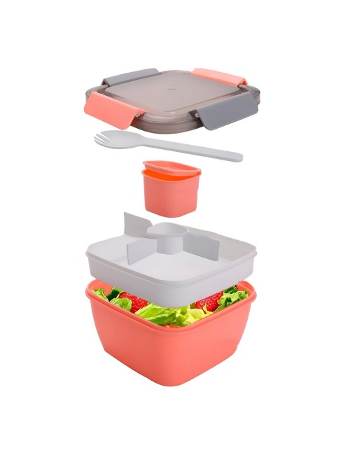 Lonchera Porta Ensalada Recipiente Hermético Con Divisiones