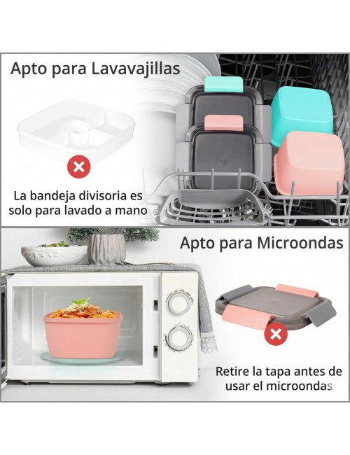 Lonchera Porta Ensalada Recipiente Hermético Con Divisiones