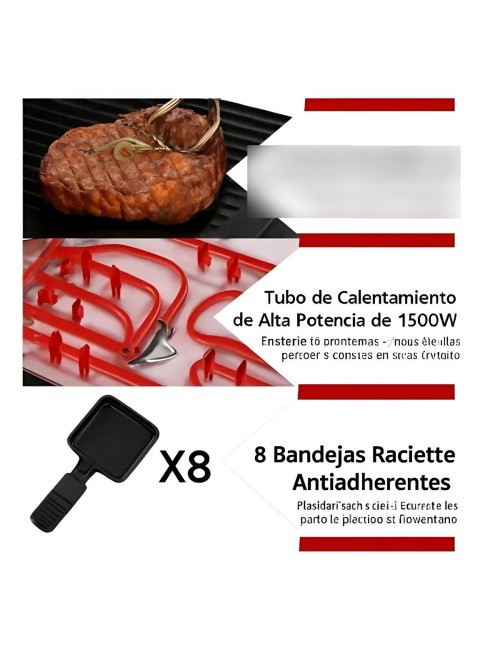 Parrilla Eléctrica Raclette 2 Niveles 8 Personas 1600w Grill
