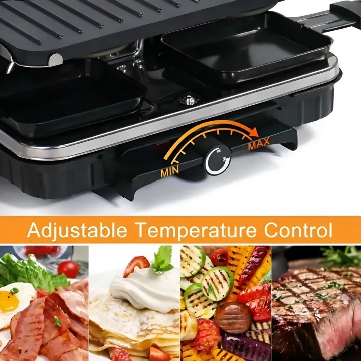 Parrilla Eléctrica Raclette 2 Niveles 8 Personas 1600w Grill