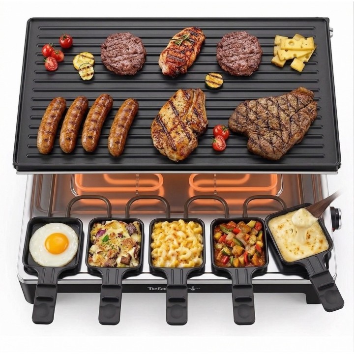 Parrilla Eléctrica Raclette 2 Niveles 8 Personas 1600w Grill
