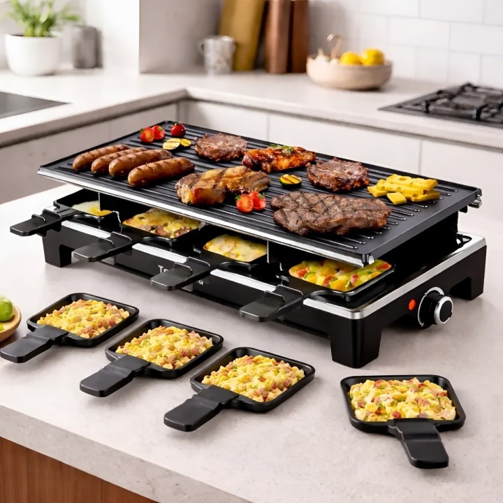Parrilla Eléctrica Raclette 2 Niveles 8 Personas 1600w Grill