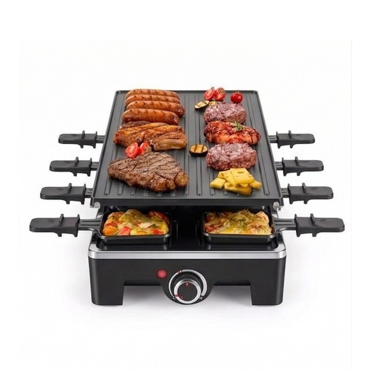 Parrilla Eléctrica Raclette 2 Niveles 8 Personas 1600w Grill